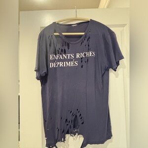 Enfants Riches Deprimes Distressed Navy T-Shirt size large?